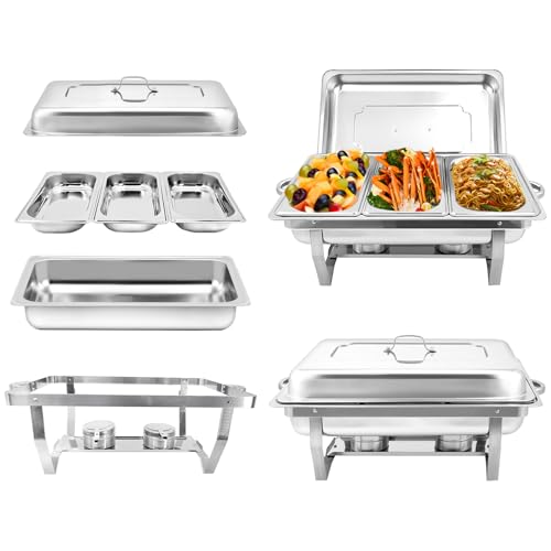 Jacgood Warmhaltebehälter Essen - Erstklassiger Edelstahl Chafing Dish - Warmhaltebehälter für Speisen inkl. Anleitung - Speisenwärmer ideal für Events und Partys (2 Set 1/3 GN -Behälter) von Jacgood