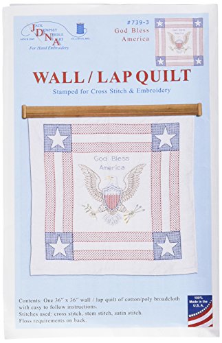 Jack Dempsey Baumwoll-Mischgewebe Prägung weiß Wand oder Lap Quilt 91,4 cm x 36-inch-god Bless America von Jack Dempsey Needle Art