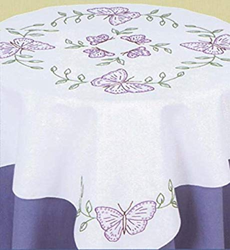 Jack Dempsey Stamped White Perle Edge Table Topper 35 x 35-inch, Butterflies von Jack Dempsey Needle Art
