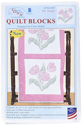 Jack Dempsey Prägung weiß Quilt Blocks 18 x 18 – XX Tulpen, andere, mehrfarbig von Jack Dempsey Needle Art