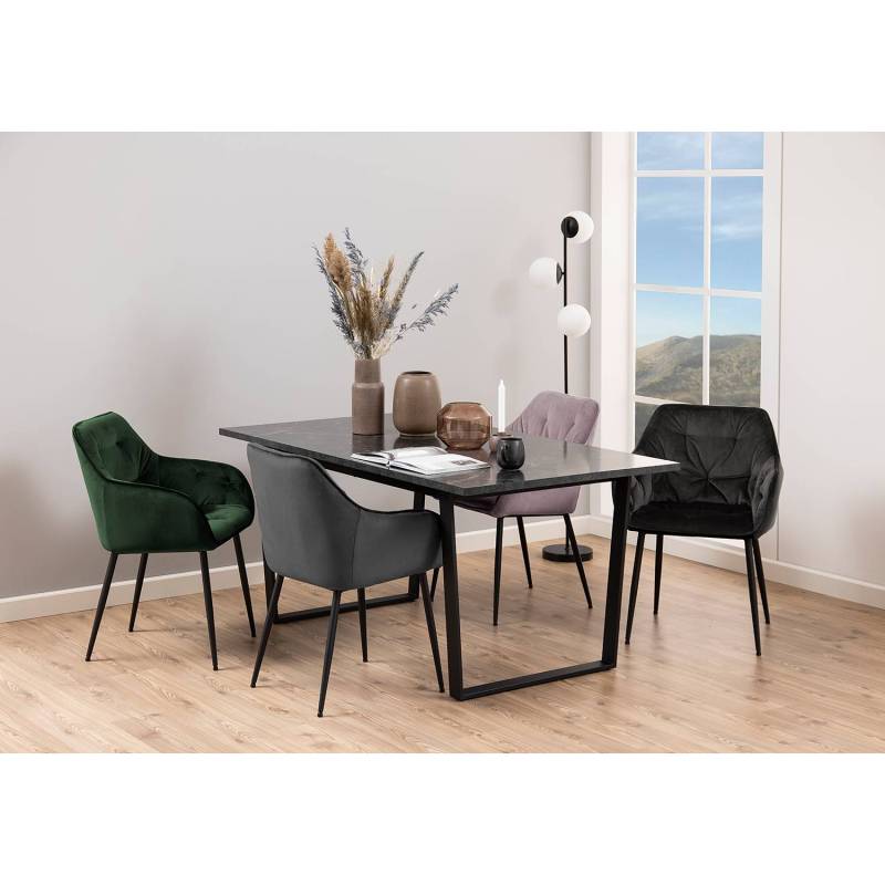 home24 Armlehnenstuhl Magrin 2er-Set 58 x 83 x 55cm Samt Vilda: Graubraun Braun/Braungrau von home24