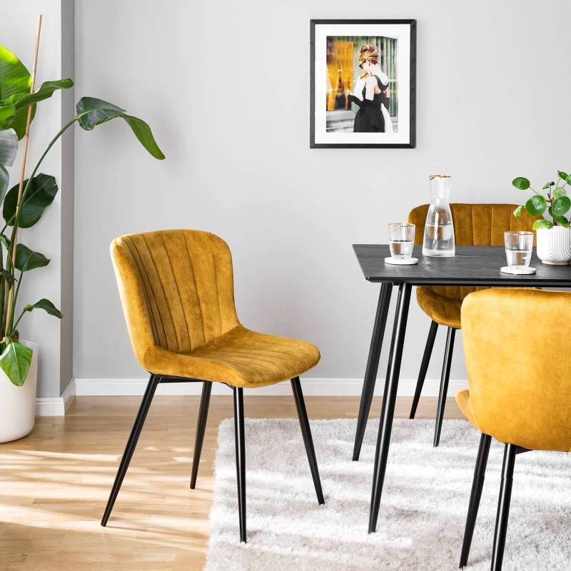home24 Esszimmerstuhl Pavilly 2er-Set 50 x 84 x 59cm Gelb/Goldgelb von home24