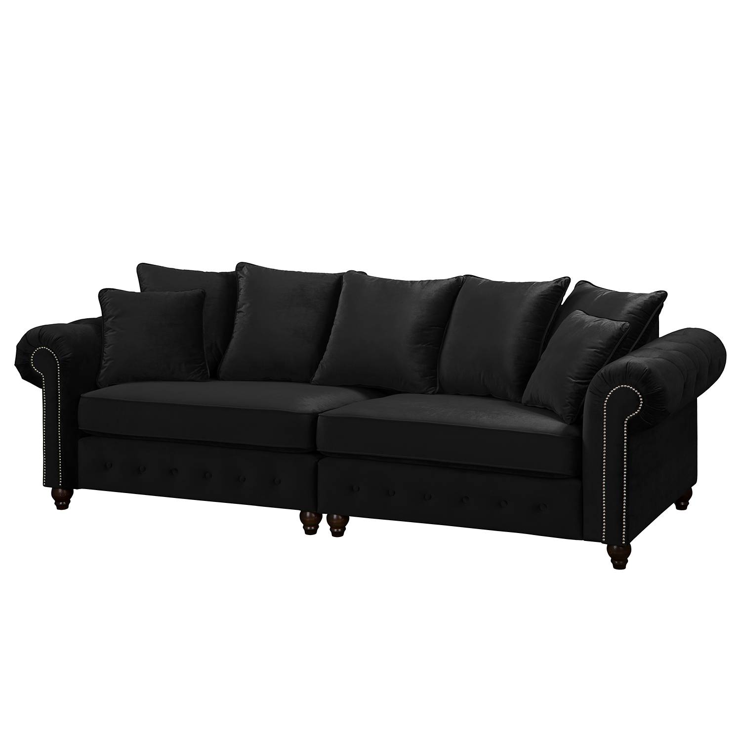 Jack & Alice Bigsofa Solita Schwarz Samt 260x90x93 cm von Jack & Alice