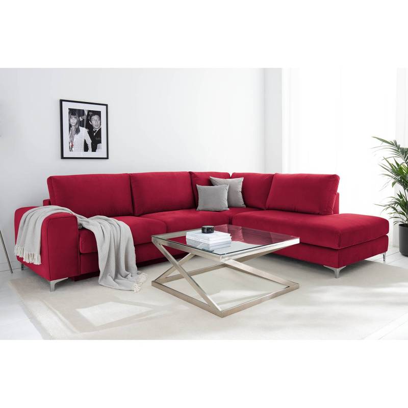 Jack & Alice Ecksofa Baitz I Bordeaux Samt 302x91x235 cm mit Schlaffunktion von Jack & Alice