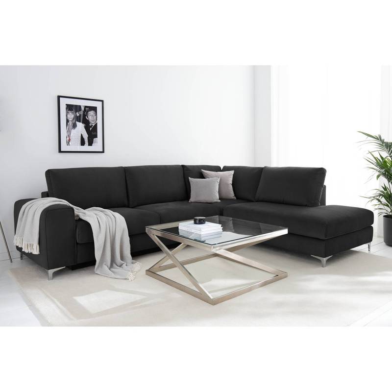 Jack & Alice Ecksofa Baitz I Dunkelgrau Samt 302x91x235 cm mit Schlaffunktion von Jack & Alice