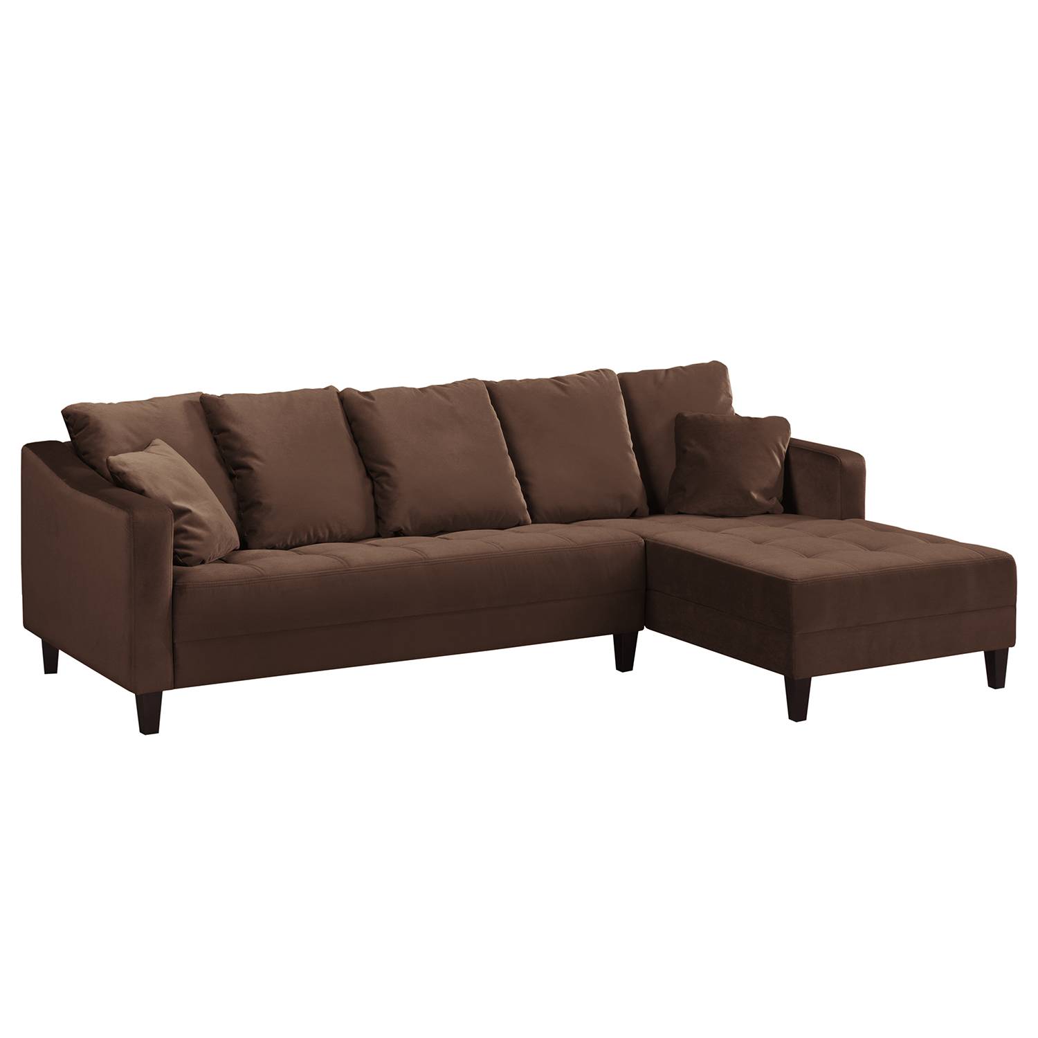 Jack & Alice Ecksofa Elnora 2-Sitzer Braun Samt 254x85x165 cm von Jack & Alice