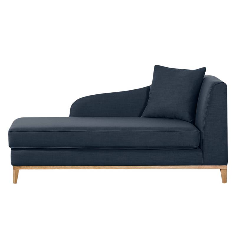 home24 Recamiere Blau/Dunkelblau Webstoff 165 x 77 x 82cm Armlehne davorstehend rechts Skandi Eiche von home24