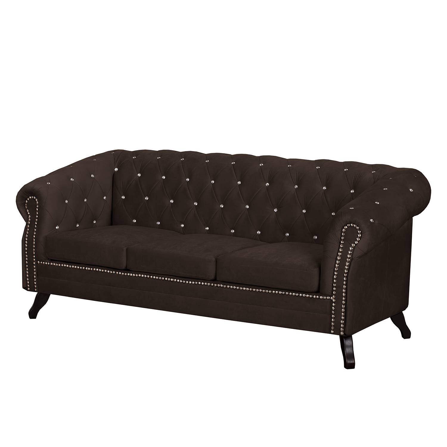 Jack & Alice Sofa Benavente I 3-Sitzer Dunkelbraun Microfaser 195x84x88 cm von Jack & Alice