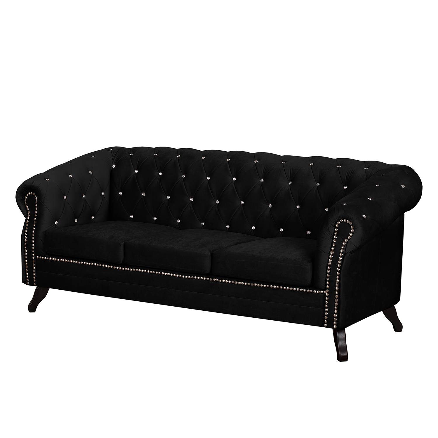 Jack & Alice Sofa Benavente I 3-Sitzer Schwarz Microfaser 195x84x88 cm von Jack & Alice