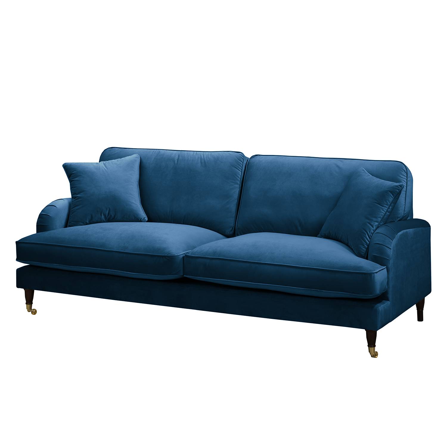 Jack & Alice Sofa Bethania I 3-Sitzer Dunkelblau Samt 211x85x96 cm von Jack & Alice