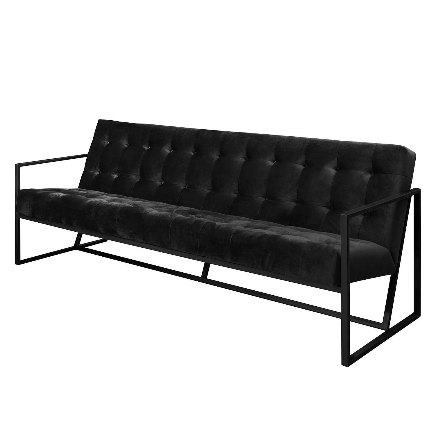 Jack & Alice Sofa Charm I 3-Sitzer Schwarz Microfaser 216x74x86 cm von Jack & Alice