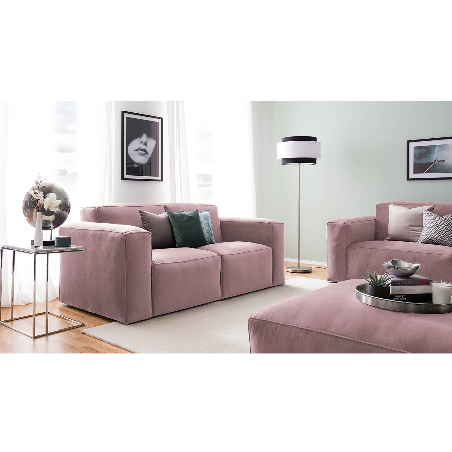 Jack & Alice Sofa Greenwich 2-Sitzer Mauve Samt 192x75x96 cm von kollected