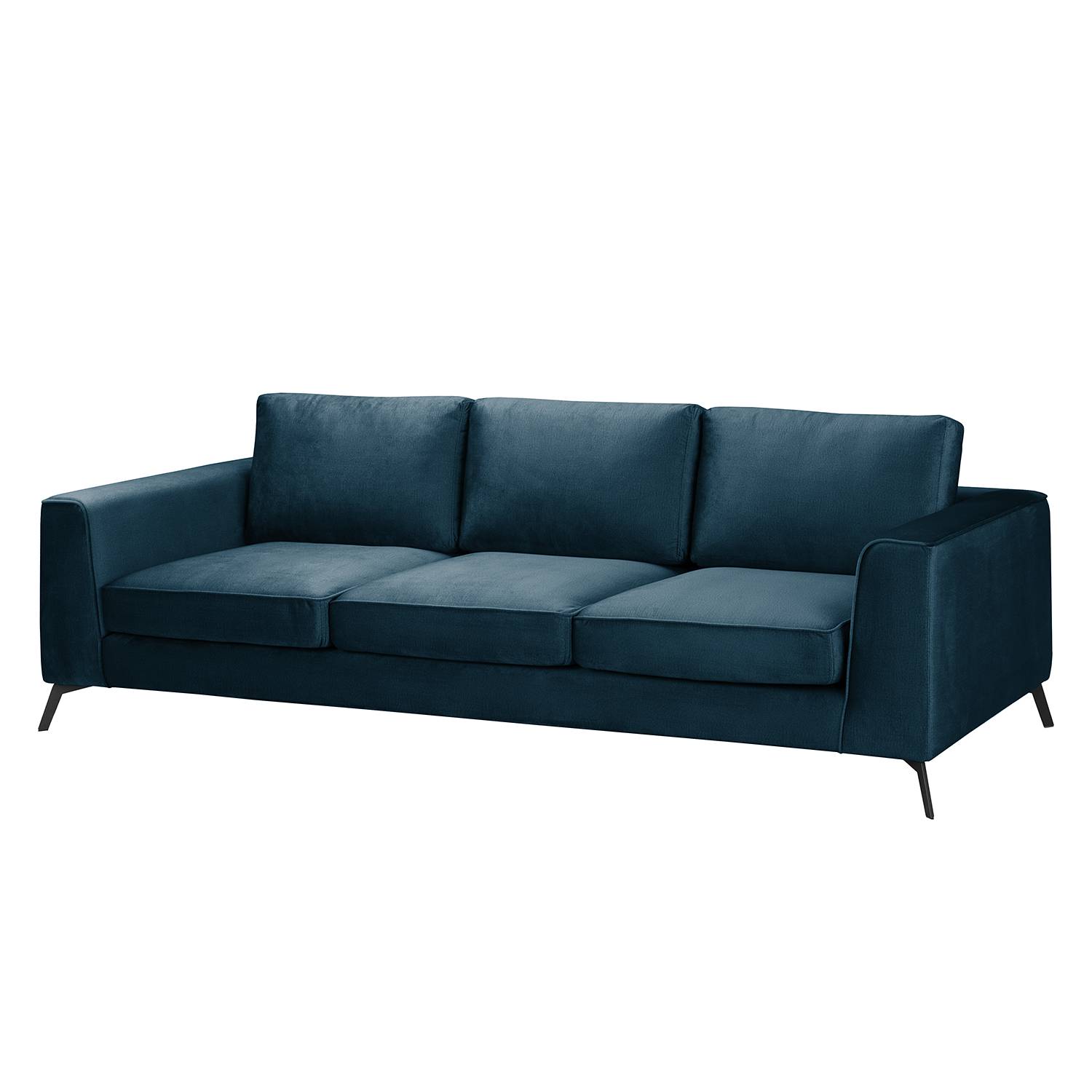 Jack & Alice Sofa Sanchez I 3-Sitzer Dunkelblau Samt 252x84x106 cm von kollected