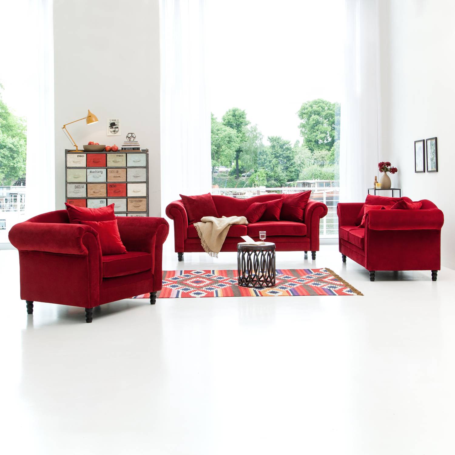 Jack & Alice Sofa York 2-Sitzer Rot Samtstoff 185x84x79 cm von Jack & Alice