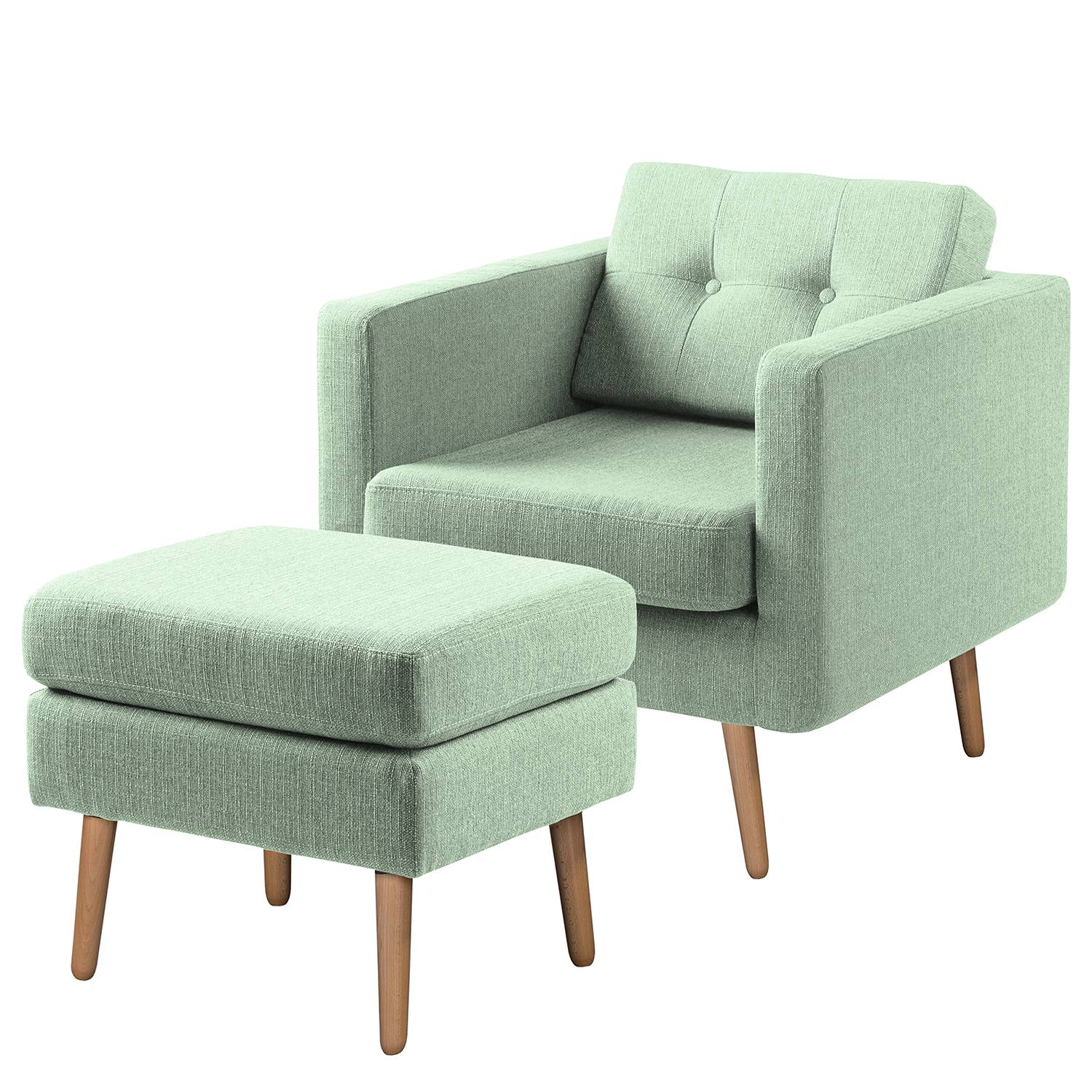 Mørteens Sessel Croom V Mint Webstoff mit Hocker 77x84x81 cm (BxHxT) von Jack & Alice