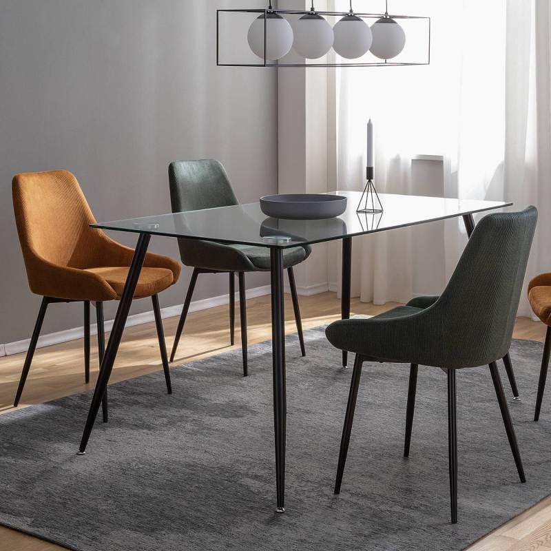 home24 Polsterstuhl Beebe 2er-Set 48 x 83 x 57cm Grün/Dunkelgrün von home24