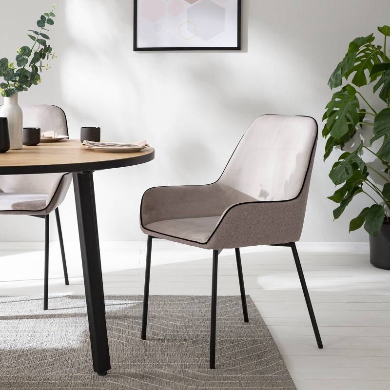 home24 Polsterstuhl Evy II 2er-Set 58 x 89 x 58cm Grau/Kies von home24