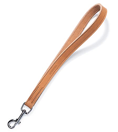 Kurze Hundeleine Pull 30cm - Kurzführer Leine aus Echt-Leder– Fettleder Hundeleine kurz (Hellbraun) von Jack & Russell