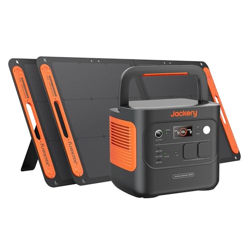 Jackery 2000 v2 Tragbare Powerstation mit 2 * 100W Solarpanel, 2042Wh Solargenerator mit 2200W Ausgang, LiFePO4 Batterie Schnellladung für Camping, Wohnmobil, Off-Grid von Jackery