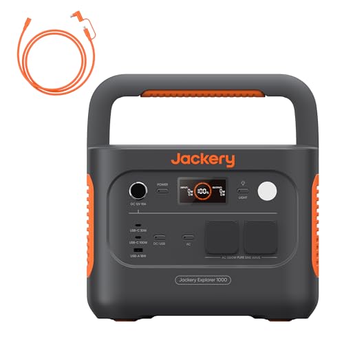 Jackery Explorer 1000 v2 Tragbare Powerstation mit 5M DC Solarpanel Verlängerungskabel, 1070Wh LiFePO4 Solargenerator, 1 Std. Schnellladung, LFP Powerstation für Outdoor Camping, Wohnmobil, Notfall von Jackery