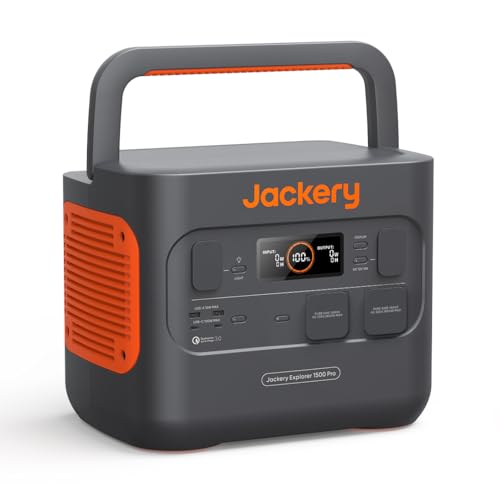 Jackery Explorer 1500 Pro,1512Wh tragbare Generator,Solar- und AC-Schnellladung in 2 Std. 2 * 100W PD, 2x1800W AC-Ausgänge, ideal für Camping und für Notfälle zu Hause-Generalüberholt von Jackery