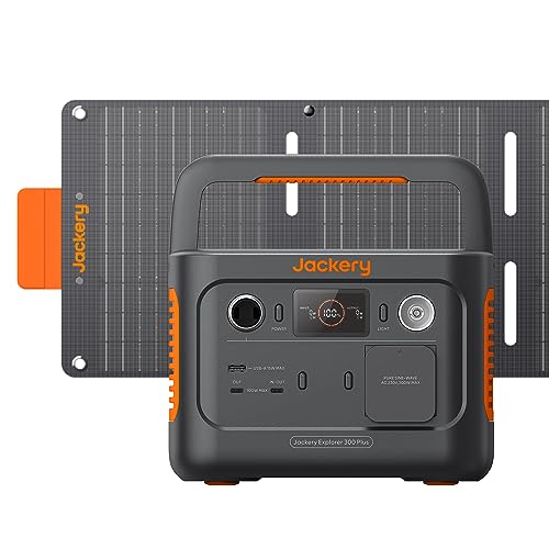 Jackery Solargenerator 300 Plus 40W Mini, 288Wh Tragbares Kraftwerk mit 40W Solarmodul in Buchgröße, LiFePO4 Batterie 300W Leistung für Outdoors RV Camping Notfälle von Jackery