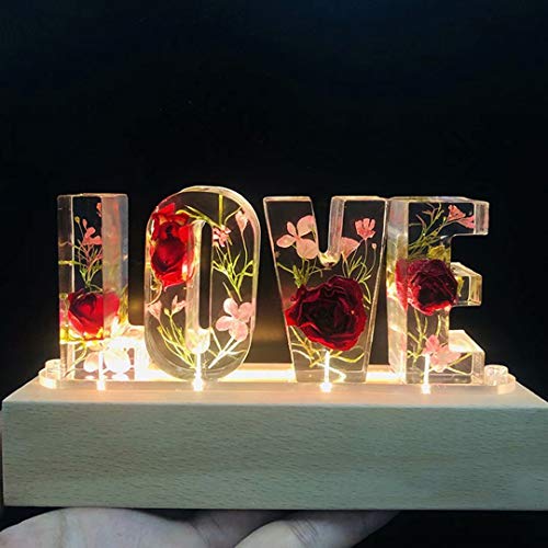 Personalisierte Brief Nachtlicht, benutzerdefinierte Name getrocknete Blume Kristall Lampe, Alphabet Blume Kristall Harz LED-Licht Home Decoration Weihnachtsgeburtstagsgeschenk von Jacklin F