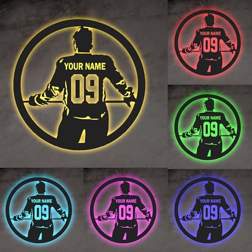 Personalisierte Eishockey-Spieler-Nachtlicht, benutzerdefinierte Name Sport Metall Monogramm Neon-Schild mit LED-Leuchten, benutzerdefinierte Name Hockey Lampe mit Namen für Sport-Fan von Jacklin F