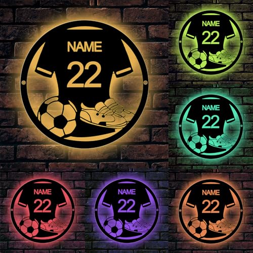 Personalisierte Fußballtrikot Neon Zeichen, benutzerdefinierte Name Sport Metall Monogramm Zeichen mit LED-Licht, benutzerdefinierte Name Neon Zeichen, Metall Wand Kunst Wanddekoration für Jungen von Jacklin F