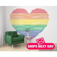 Herz-Tapeten-Wandbild - Regenbogen-Wandbild Abziehen Und Aufkleben Große Vinyl-Tapete Abnehmbar von JacksMurals