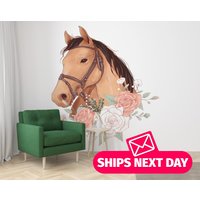 Pferde Tapeten Wandbild - Blumen Schälen Und Aufkleben Große Vinyl Tapete Entfernbar von JacksMurals