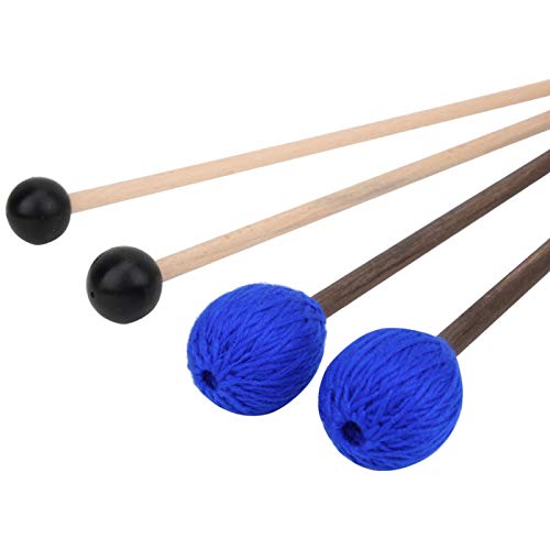 Jacksking Marimba Stick Hartgarn Kopf Tastatur Marimba Mallet 4 Stück Marimba Mallet Garn und Gummikopf Ahorn Holz Percussion Mallet für Marimba von Jacksking