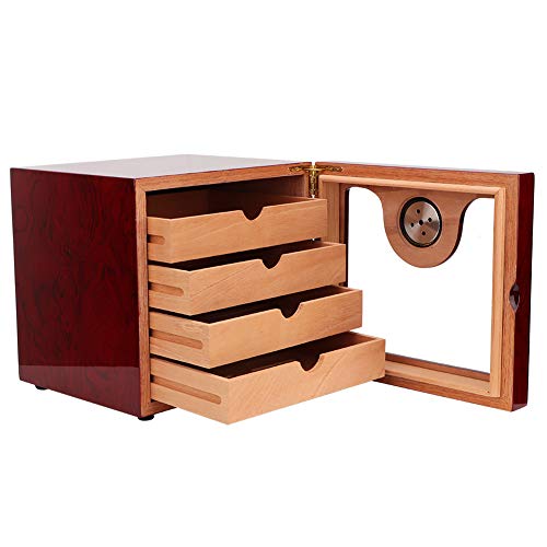 Jacksking Zigarren Humidor, große Kapazität Zedernholz 4 Schubladen Zigarren Humidor Schrank Box Reise Humidor mit Luftbefeuchter Hygrometer von Jacksking