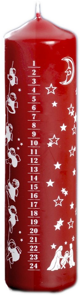 Jacob Flügel GmbH Kerzenmanufaktur Adventskerze Adventkerze " Kalenderkerze dunkelrot" Dunkelrot 200 x Ø 50 mm von Jacob Flügel GmbH Kerzenmanufaktur
