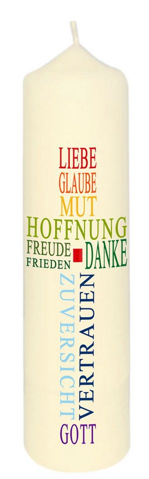 Jacob Flügel GmbH Kerzenmanufaktur Adventskerze Hoffnungskerze "Liebe, Glaube, Mut" Elfenbein 220 x Ø 60 mm von Jacob Flügel GmbH Kerzenmanufaktur