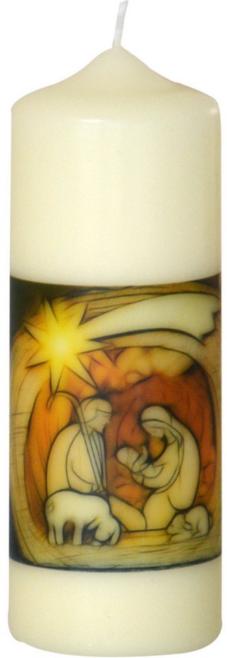 Jacob Flügel GmbH Kerzenmanufaktur Adventskerze Weihnachtskerze "Krippenmotiv" Elfenbein 170 x Ø 60 mm, 1 Stück von Jacob Flügel GmbH Kerzenmanufaktur