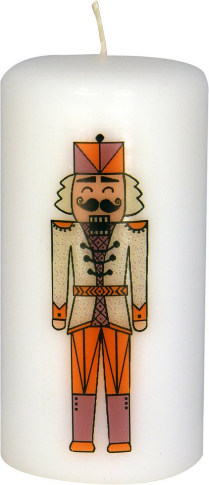 Jacob Flügel GmbH Kerzenmanufaktur Adventskerze Weihnachtskerze Nussknacker Creme/Orange 140 x Ø 70 mm, 1 Stück von Jacob Flügel GmbH Kerzenmanufaktur