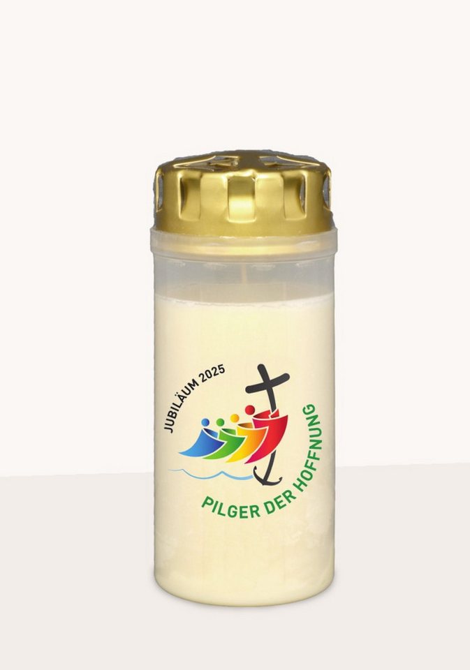 Jacob Flügel GmbH Kerzenmanufaktur Grabkerze Heiliges Jahr 2025 - Öllicht 4 Tage-Brenner "Pilger der Hoffnung" von Jacob Flügel GmbH Kerzenmanufaktur