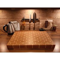 stirnholz Schneidebrett Mauermuster Kirsche/Maßanfertigung Wunschgröße - Kein Problem Robustes Holz Handmade Eyecatcher von JacobCuttingBoards