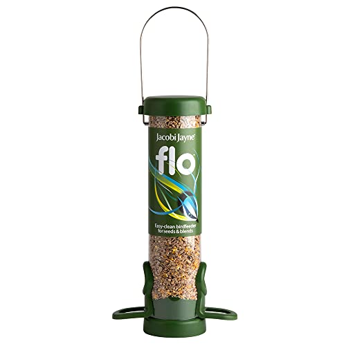 Jacobi Jayne® flo™ Vogelfutterstation für kleine Vögel, leicht zu reinigen, kein Verstopfen oder Blockieren. Flo™ Vogelfutterstation zum Aufhängen für Wildvögel, 2 Jahre Garantie, klassisches Grün, von Jacobi Jayne