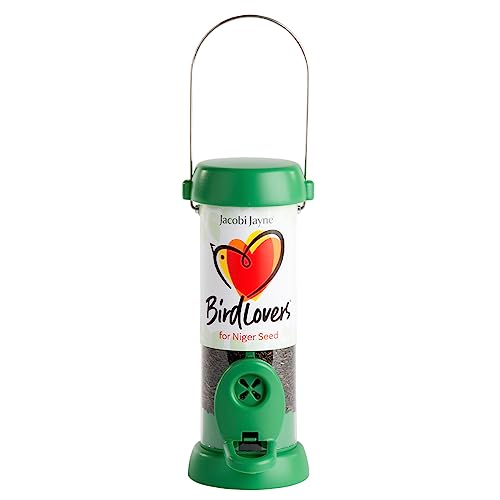 Vogelfutterspender für kleine Vögel Jacobi Jayne® Bird Lovers™ Kleine Nigersamen-Vogelfutterstation – Hängender Vogelfutterspender für Nigersamen – 0,5 Liter Fassungsvermögen. Leicht zu reinigender von Jacobi Jayne