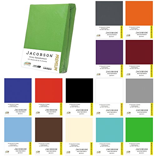 Jacobson Premium Wasserbett Spannbettlaken Spannbetttuch mit ELASTHAN ca. 200 g/m² 180-200 x 200-220 cm (180-200 x 200-220 cm, Apfelgrün) von JACOBSON