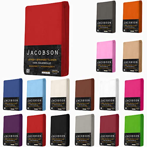 JACOBSON Jersey Spannbettlaken Spannbetttuch für WASSERBETT BOXSPRINGBETT (140 x 200 cm - 160 x 220 cm, Grau) von JACOBSON
