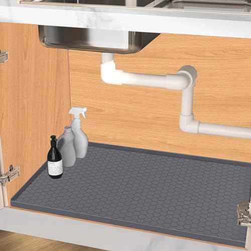 Jacooxi Untertischmatte, 25 x 22 cm, für die Küche, wasserdicht, aus Silikon, für die Küchenspüle, Hellgrau von Jacooxi