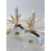 Regenbogen Kerzenhalter Mit Deko Und Stabkerze I Individueller Gruß Möglich Personalisiertes Geschenk Geschenkset von JacozyCreations