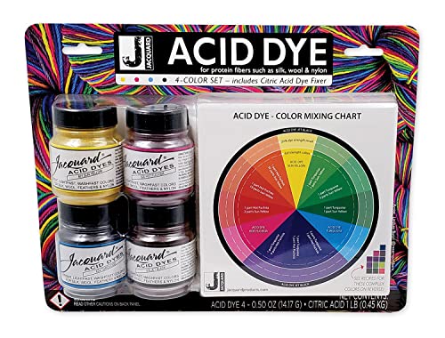 Jacquard Acid Dye 4 Color Set W/Citric Acid-Yellow, Turquoise, Red And Black von Jacquard