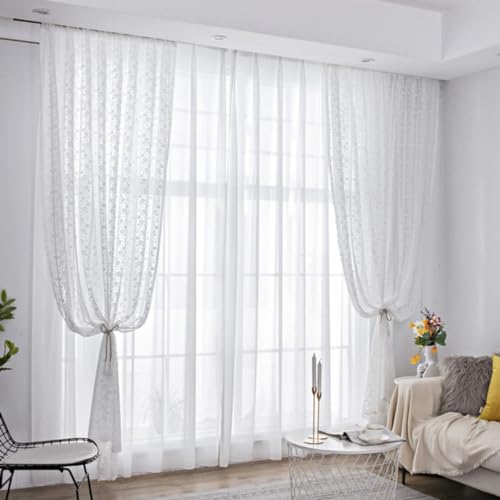 Vordesack Jacquard Scheibengardine mit Floral Muster Landhausstil Stickerei Bistrogardine mit Kräuselband 1 Stück Weiß HxB 80x140cm Vordesack Jacquard Scheibengardine mit Floral Muster Landhausstil Stickerei Bistrogardine mit Kräuselband 1 Stück Weiß HxB 80x140cm von Jacquard