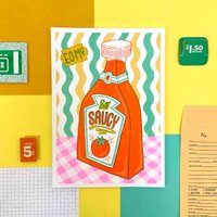 A5 "So Saucy' Illustrierte Saucen Flasche Risographie Druck A5 "So Saucy' Illustrierte Saucen Flasche Risographie Druck von JacquelineColley