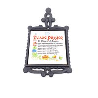 Vintage - Bettdecke Peace Prayer Franziskus Von Assisi Eisenrahmen Mit Porzellanfliese Made in Japan von JacquelynVaccaro