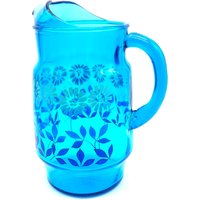 Vintage - Libby/Libbey Glas Blau Ombré Krug Mit Gänsen Muster 1970Er Jahre von JacquelynVaccaro